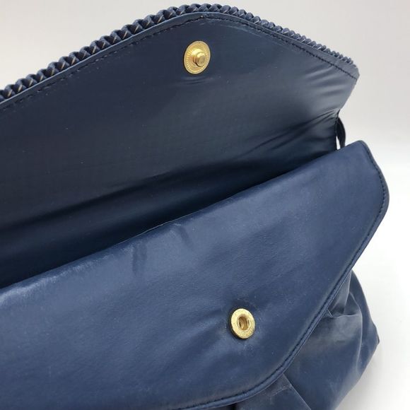 Vintage Navy Blue Bag Bazaar Purse. Layered flaps w/snaps.Two Large compartments - Picture 4 of 7